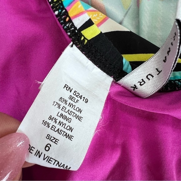 Trina Turk Cover Up Tunic Dress Women Small 6 Bikini Bottom Tahitian Floral B14 - Picture 12 of 13